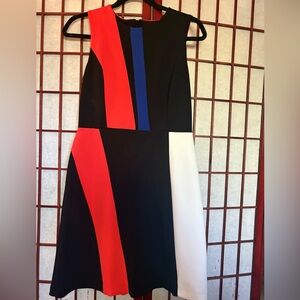 Vince Camuto Black and Red Asymmetrical Cocktail Dress